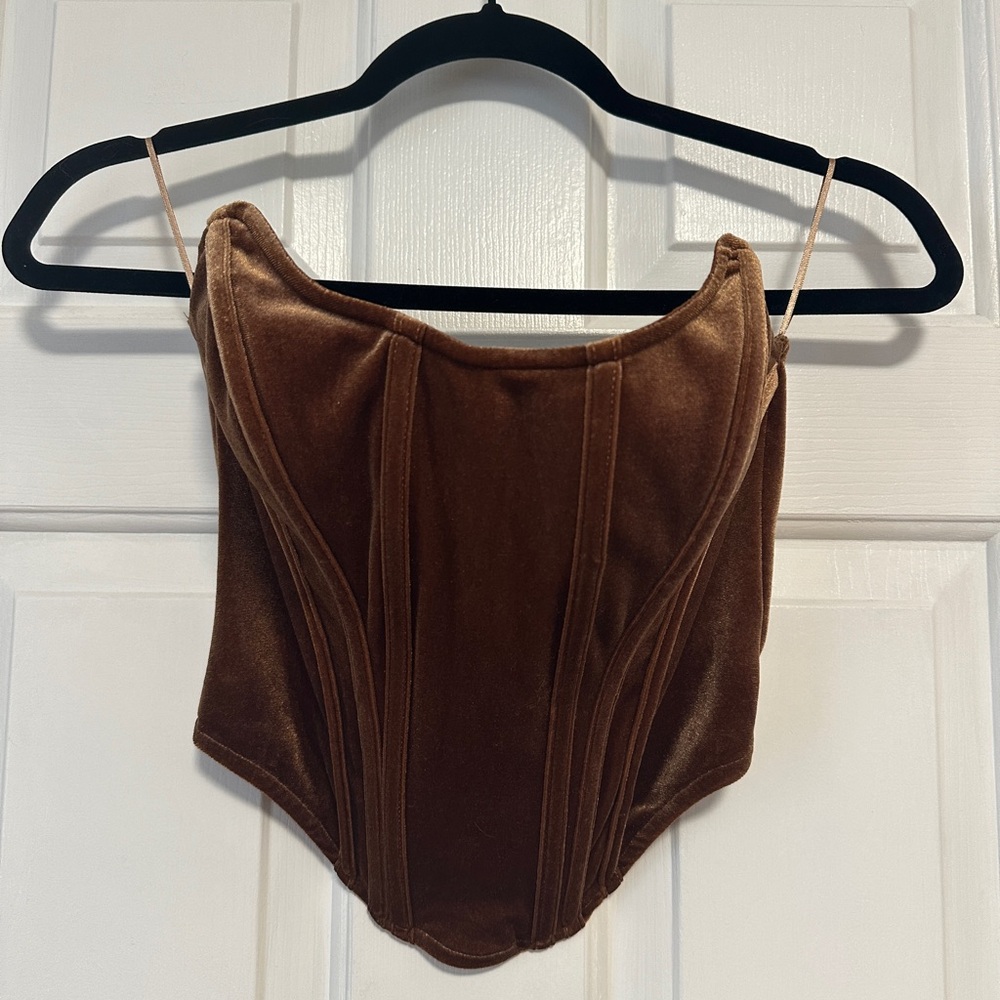 JLUXLABEL Golden Bronze Velvet Bustier